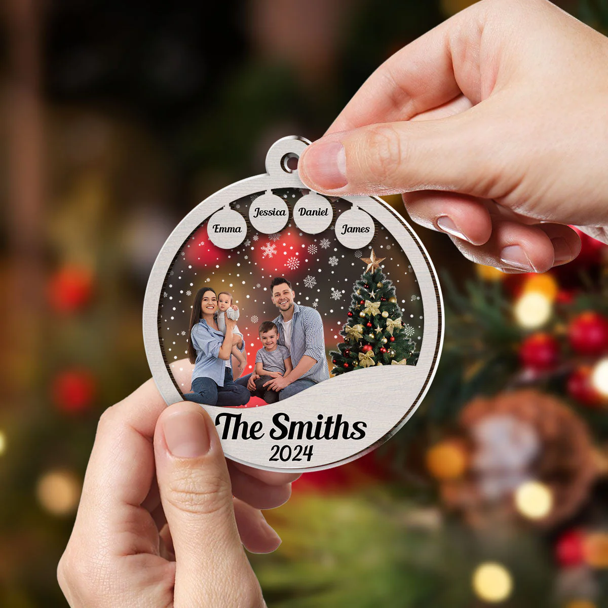 Family Christmas Ornament - Personalized Custom 2-layered Wood Ornament - Image 3