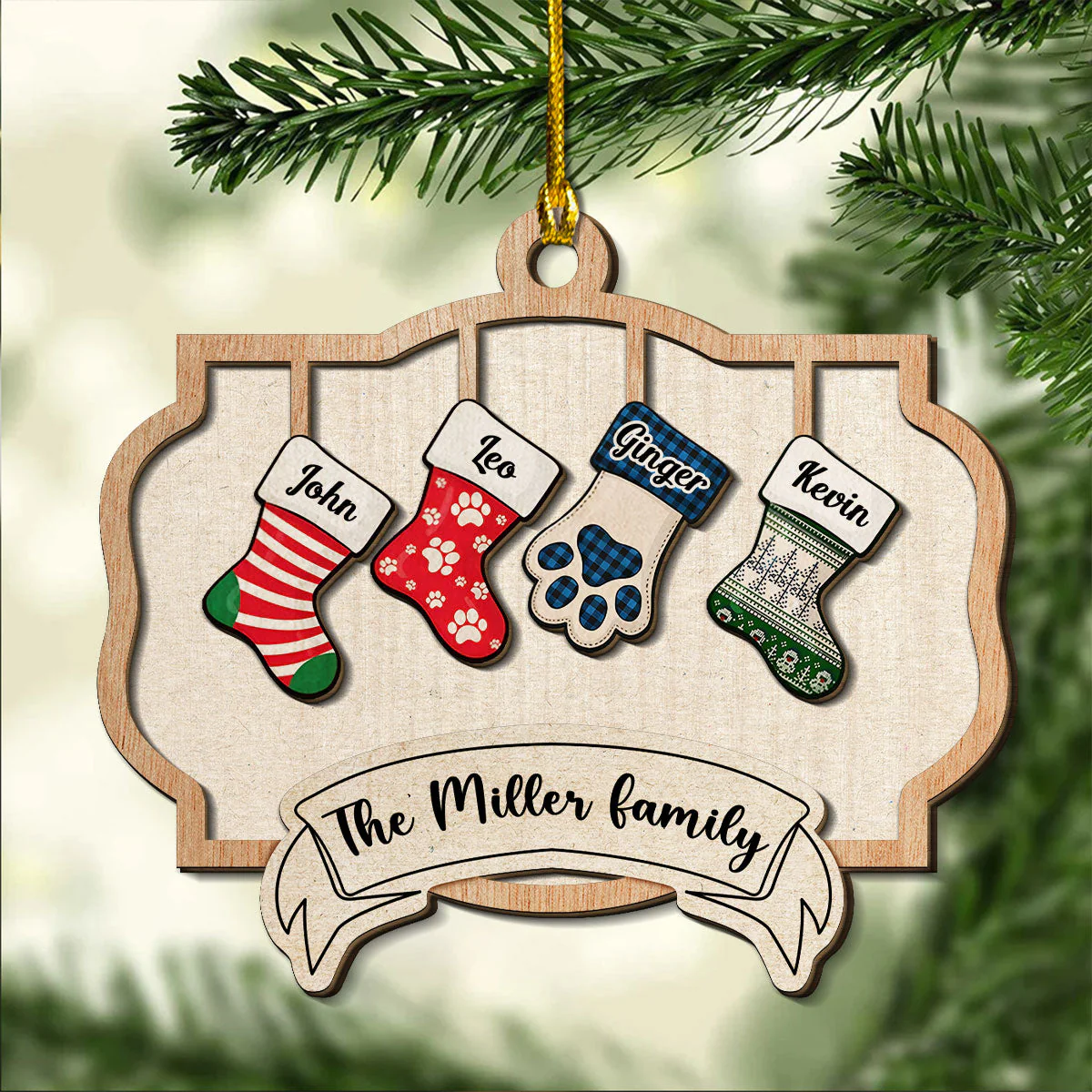 Family Christmas - Personalized Custom 2-Layered Wood Ornament - Image 2