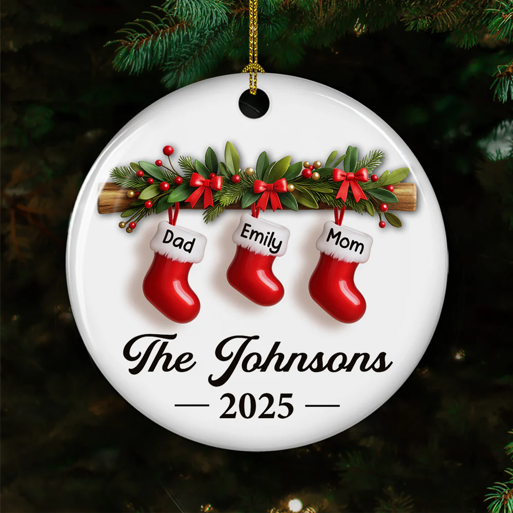 Family Christmas - Personalized Custom Ceramic Ornament - Image 5