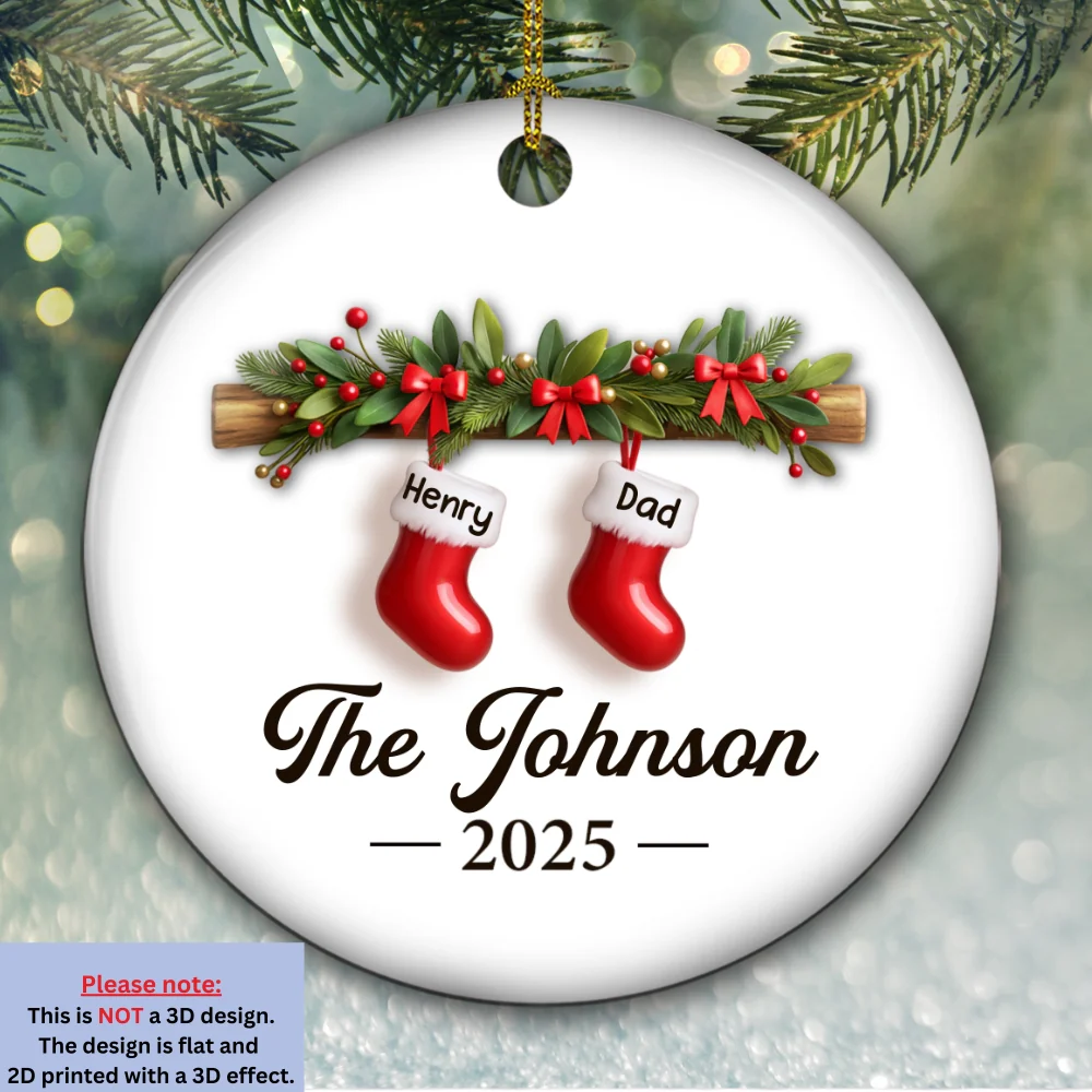 Family Christmas - Personalized Custom Ceramic Ornament - Image 6