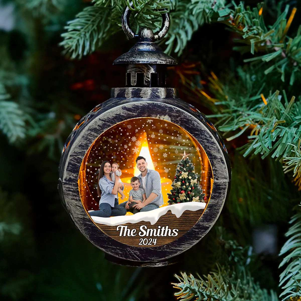 Family Christmas - Personalized Custom Christmas Lantern - Image 2