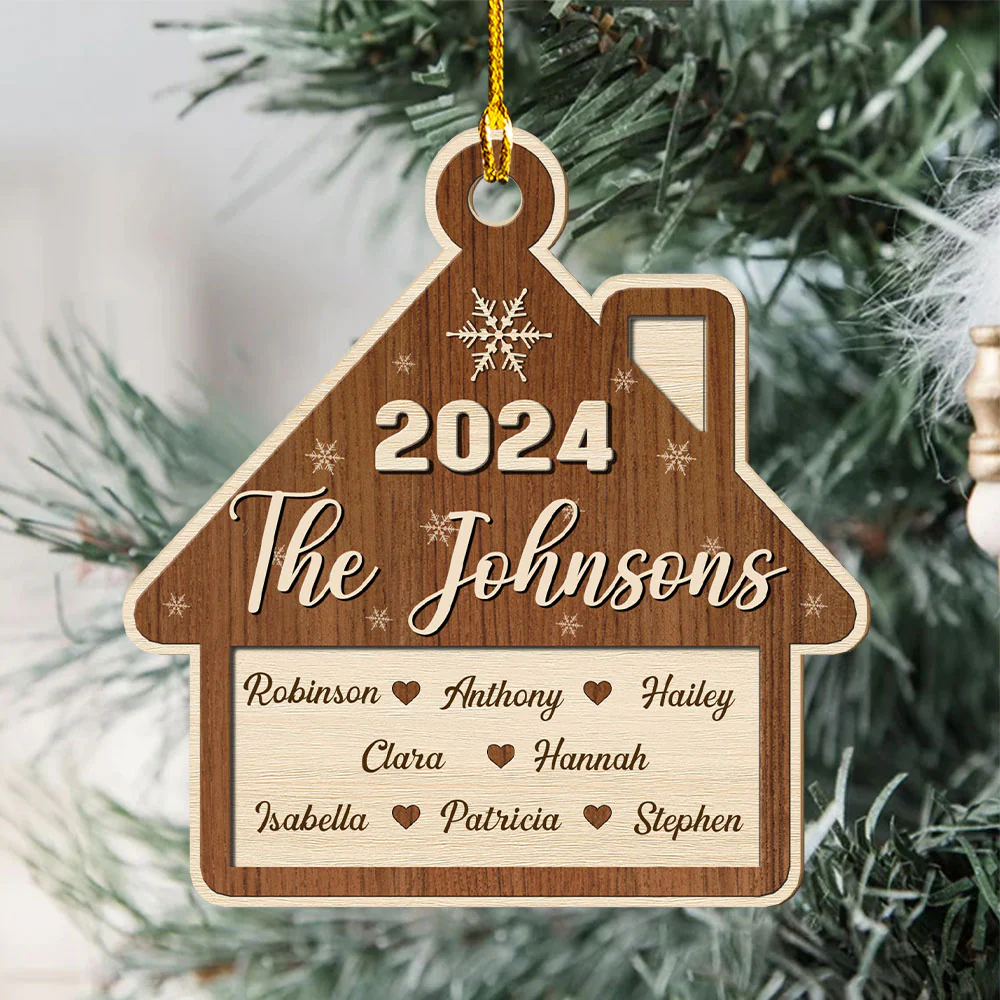 Family Christmas - Personalized Custom Wood Ornament - Image 4