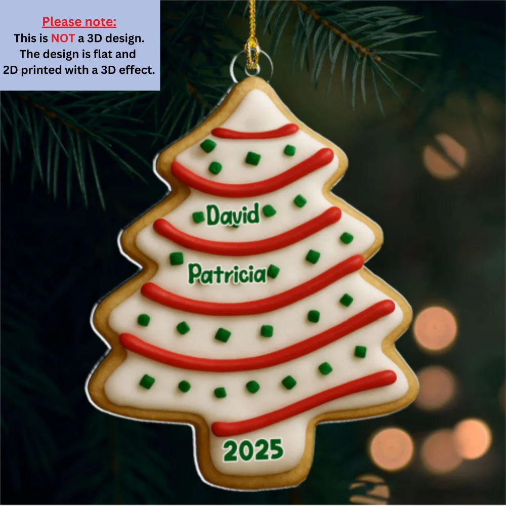 Family Christmas Tree Cake - Personalized Custom Acrylic Ornament - Image 6