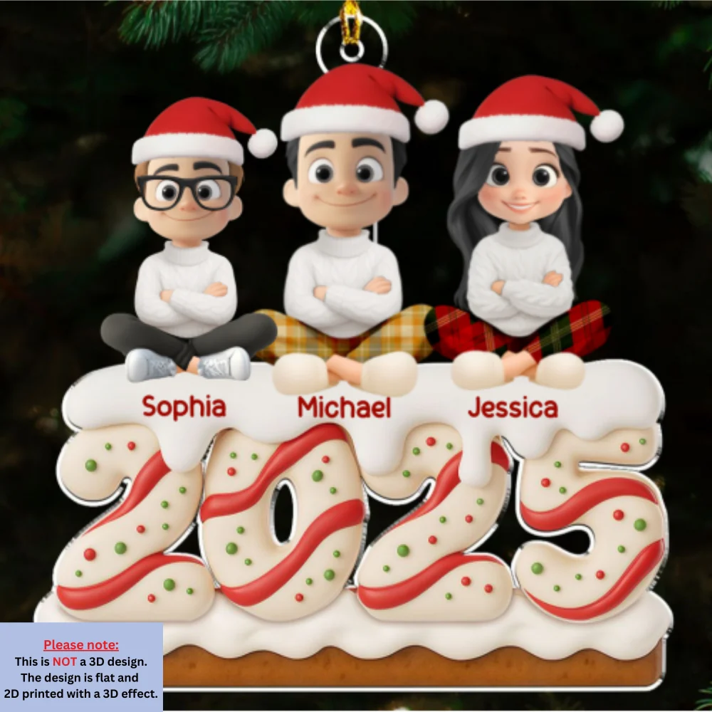 Family Christmas Tree Cake Version 2 - Personalized Custom Acrylic Ornament - Image 8