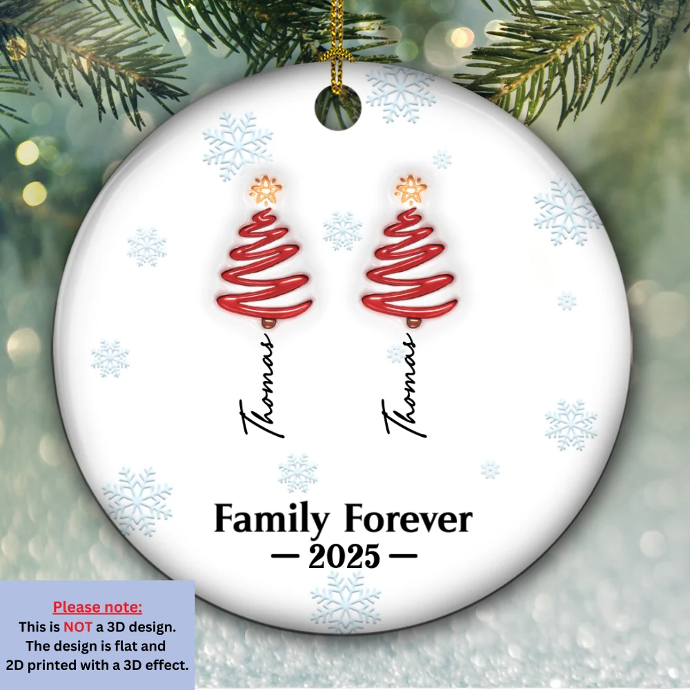 Family Christmas Tree Names Ver 2 - Personalized Custom 3D Inflated Effect Ceramic Ornament - Image 6
