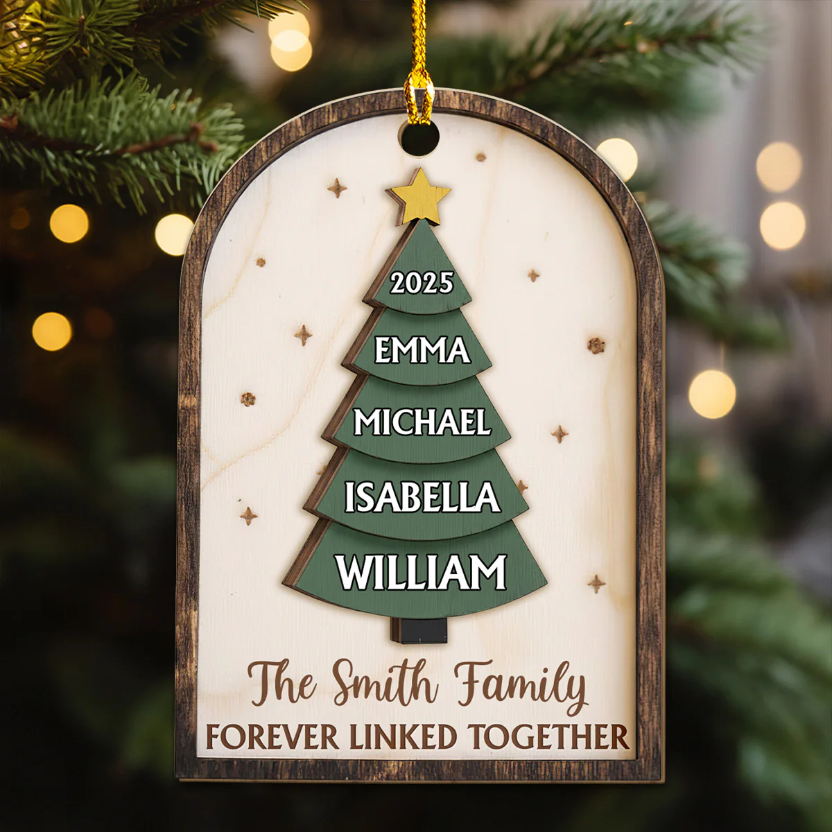 Family Christmas Tree - Personalized Custom 3D Effect Wood Ornament