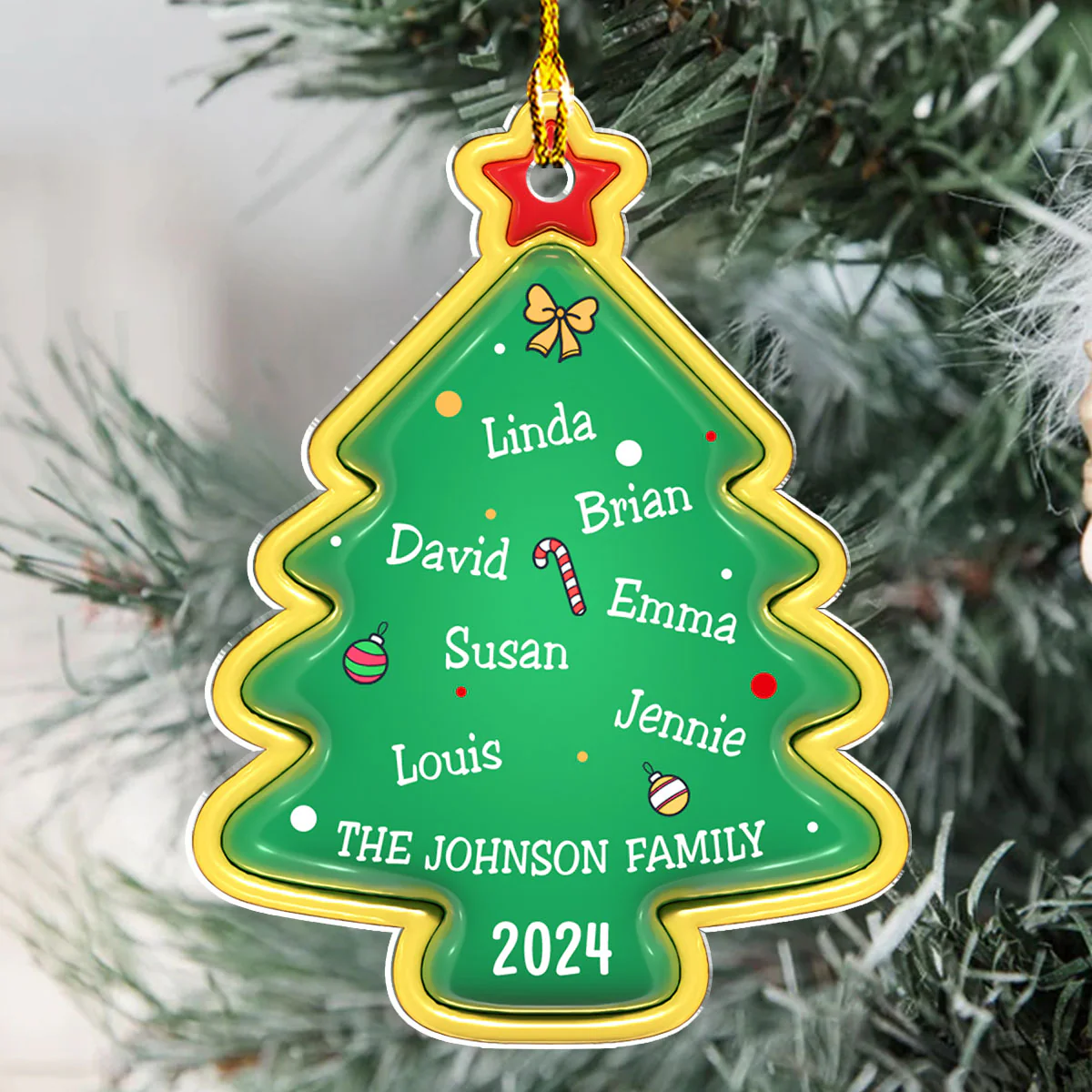Family Christmas Tree - Personalized Custom 3D Inflated Effect Acrylic Ornament - Image 3