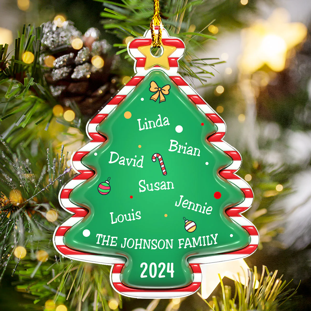 Family Christmas Tree - Personalized Custom 3D Inflated Effect Acrylic Ornament - Image 5