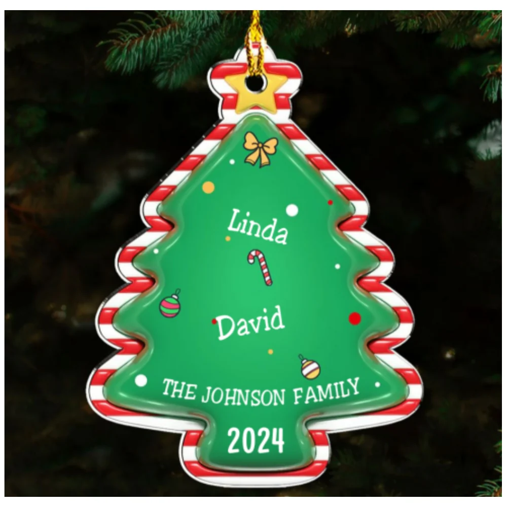 Family Christmas Tree - Personalized Custom 3D Inflated Effect Acrylic Ornament - Image 6