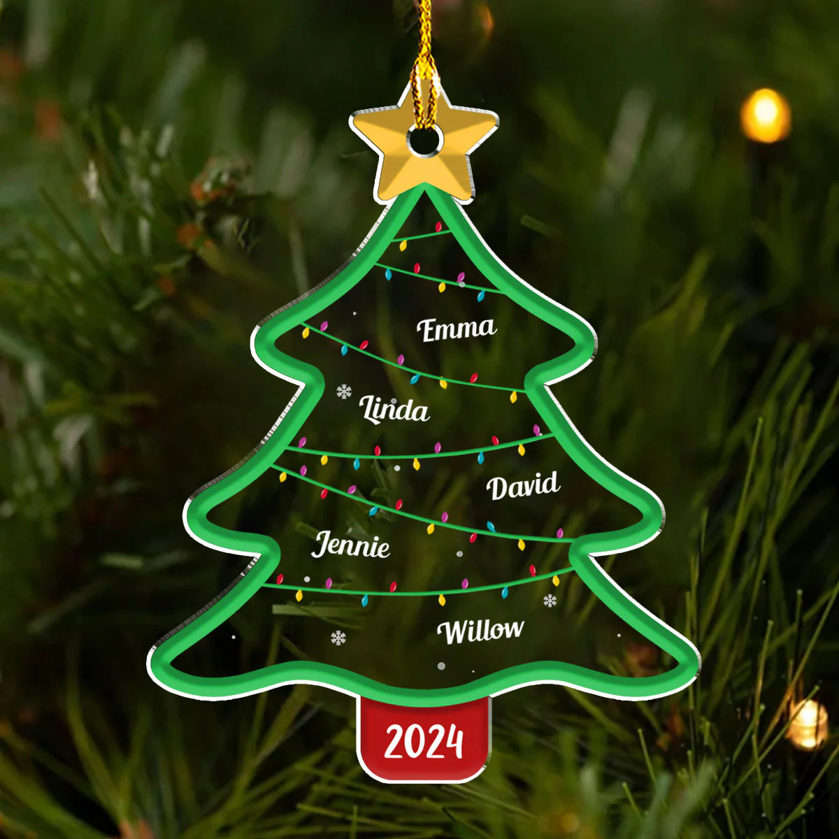 Family Christmas Tree - Personalized Custom Acrylic Ornament - Image 2