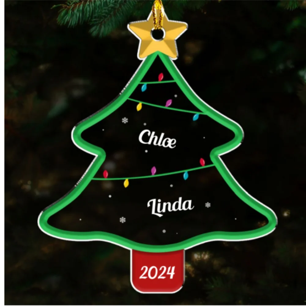 Family Christmas Tree - Personalized Custom Acrylic Ornament - Image 5