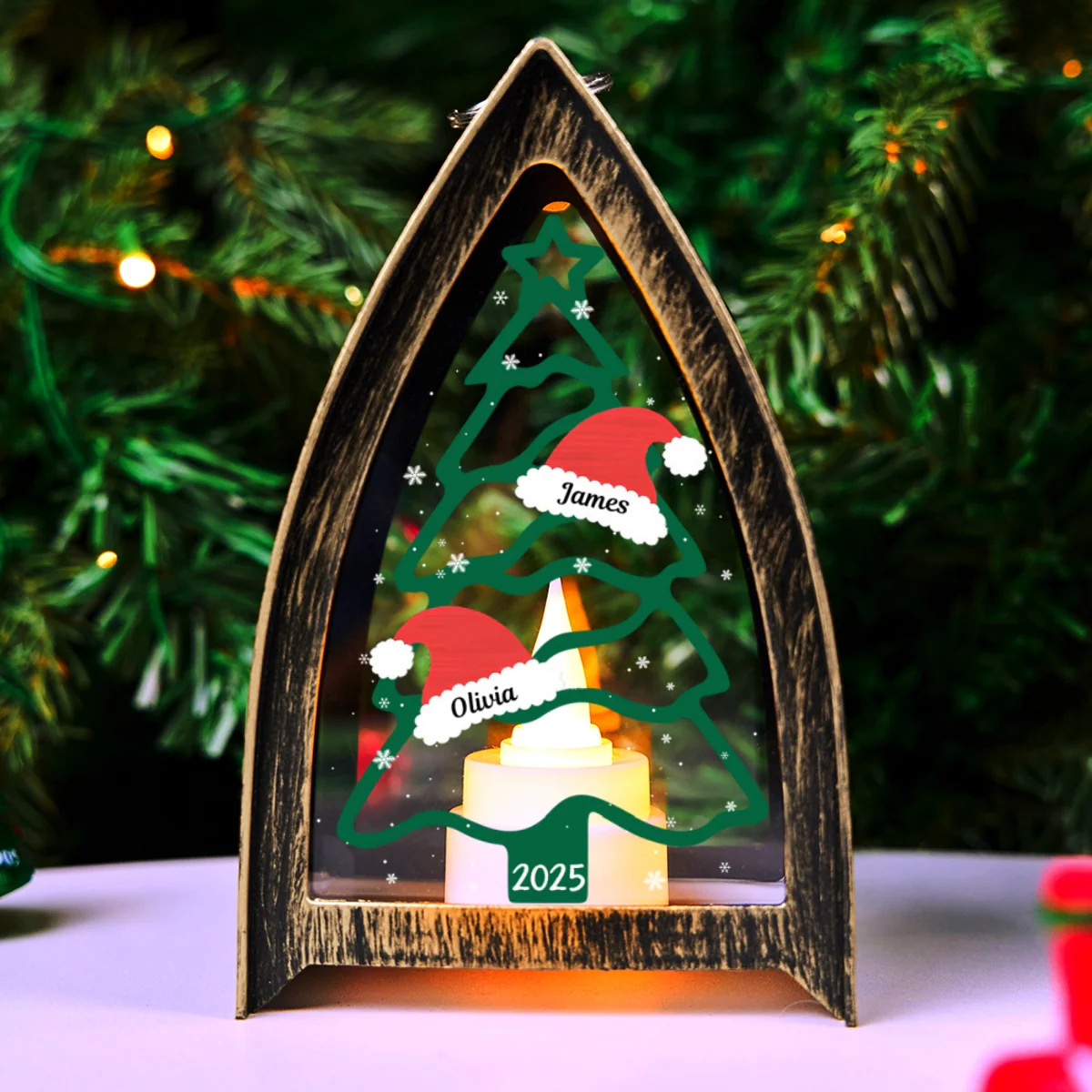 Family Christmas Tree - Personalized Custom Table Lantern - Image 6