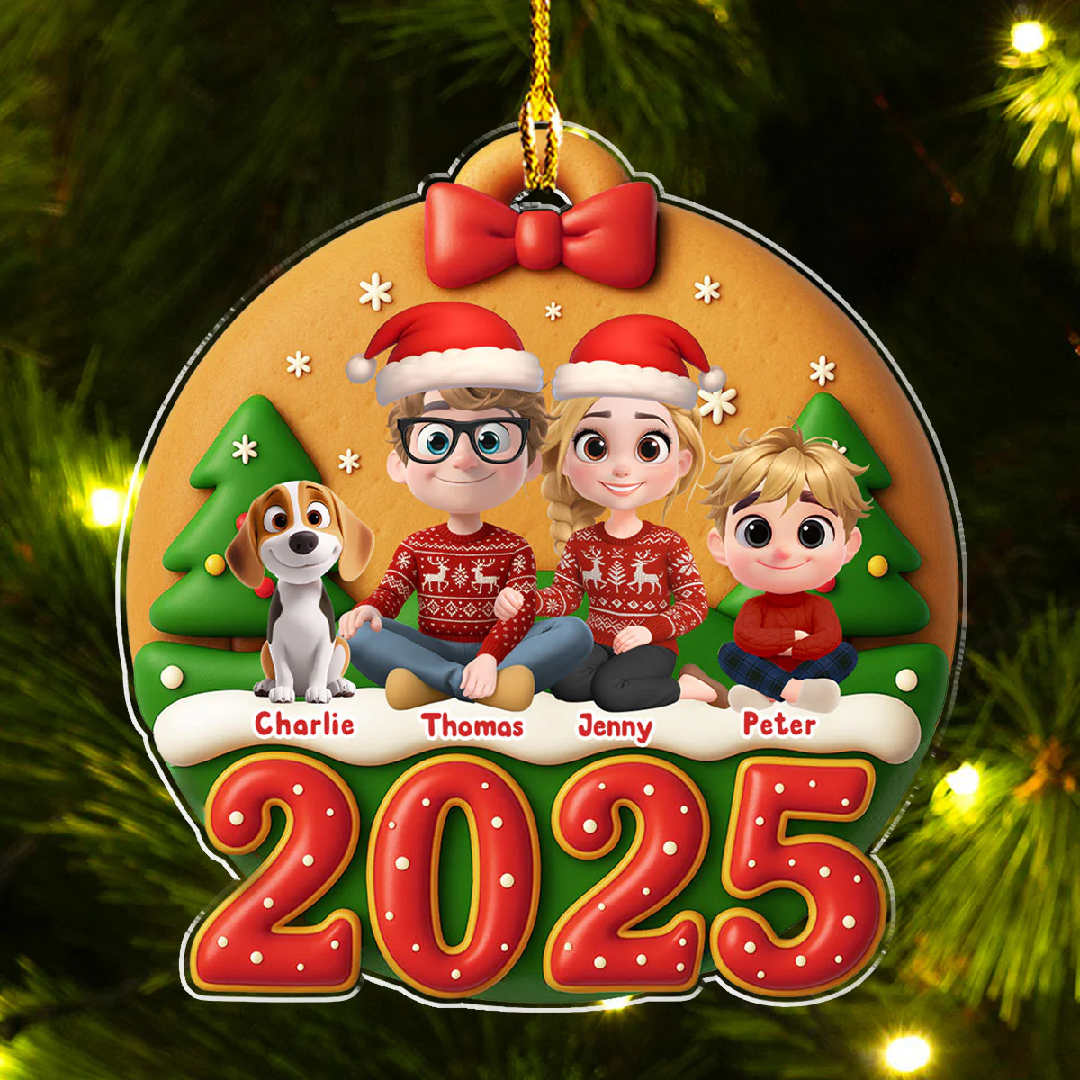 Family Circle Cake - Personalized Custom Acrylic Ornament - Image 3