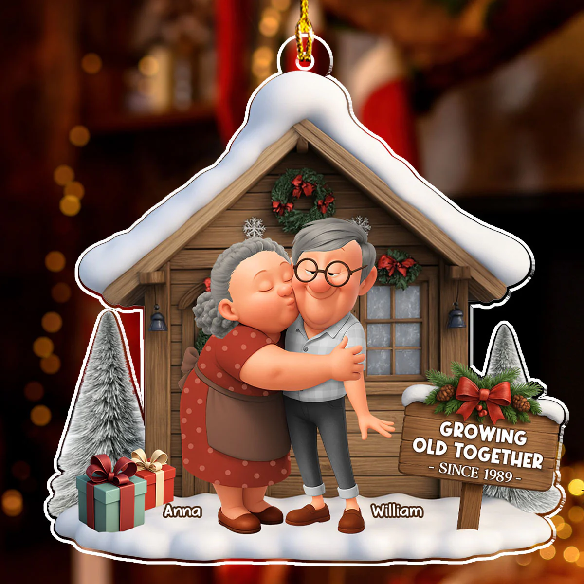 Family Couple Christmas - Personalized Custom Acrylic Ornament - Image 2