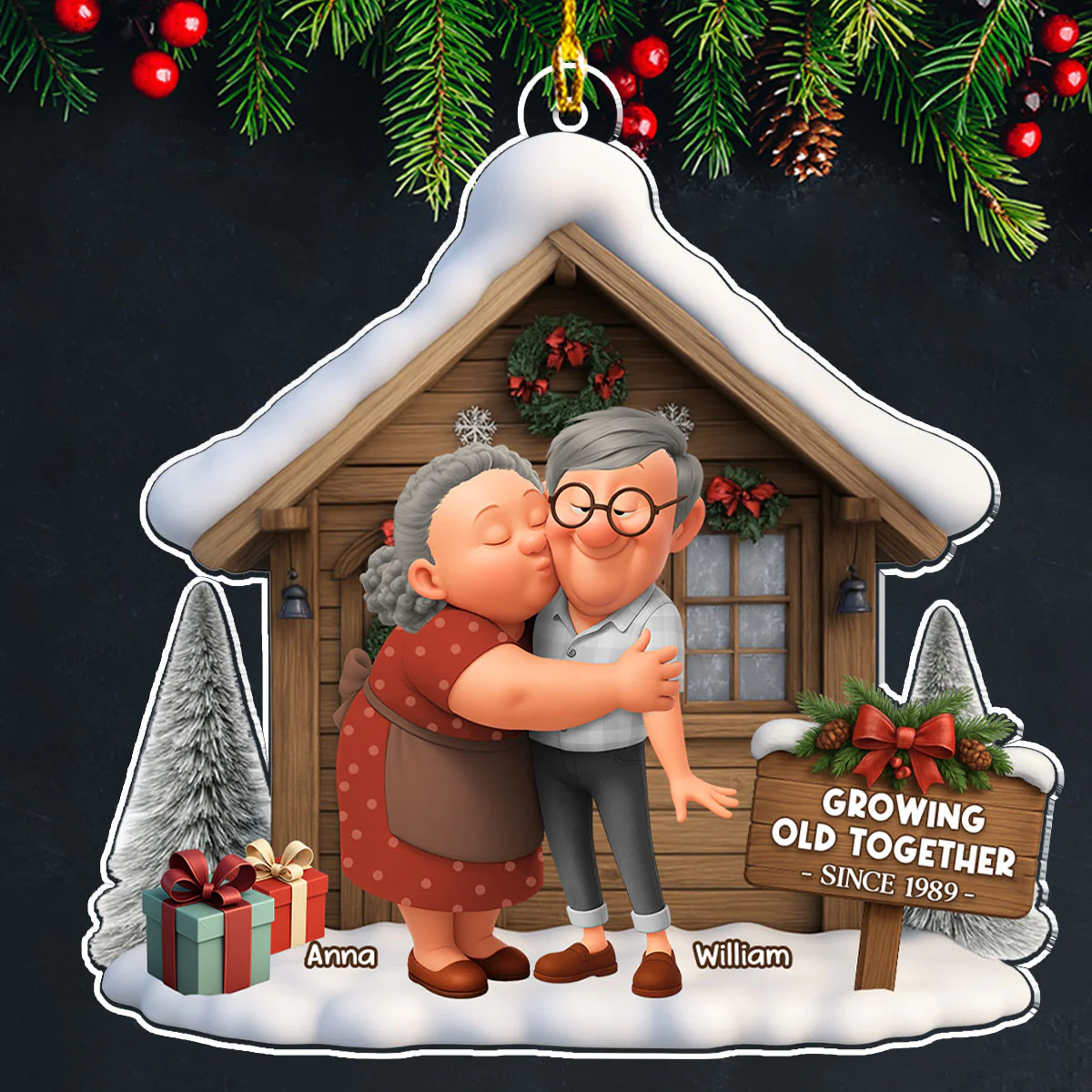Family Couple Christmas - Personalized Custom Acrylic Ornament - Image 3