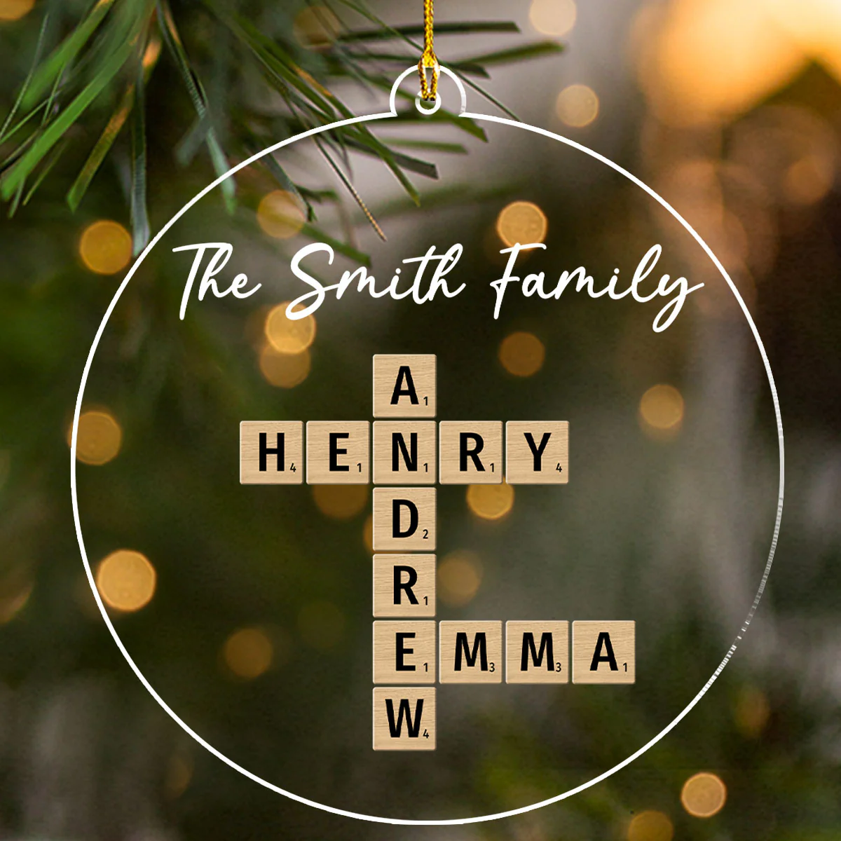 Family Crossword Art - Personalized Custom Acrylic Ornament - Image 4