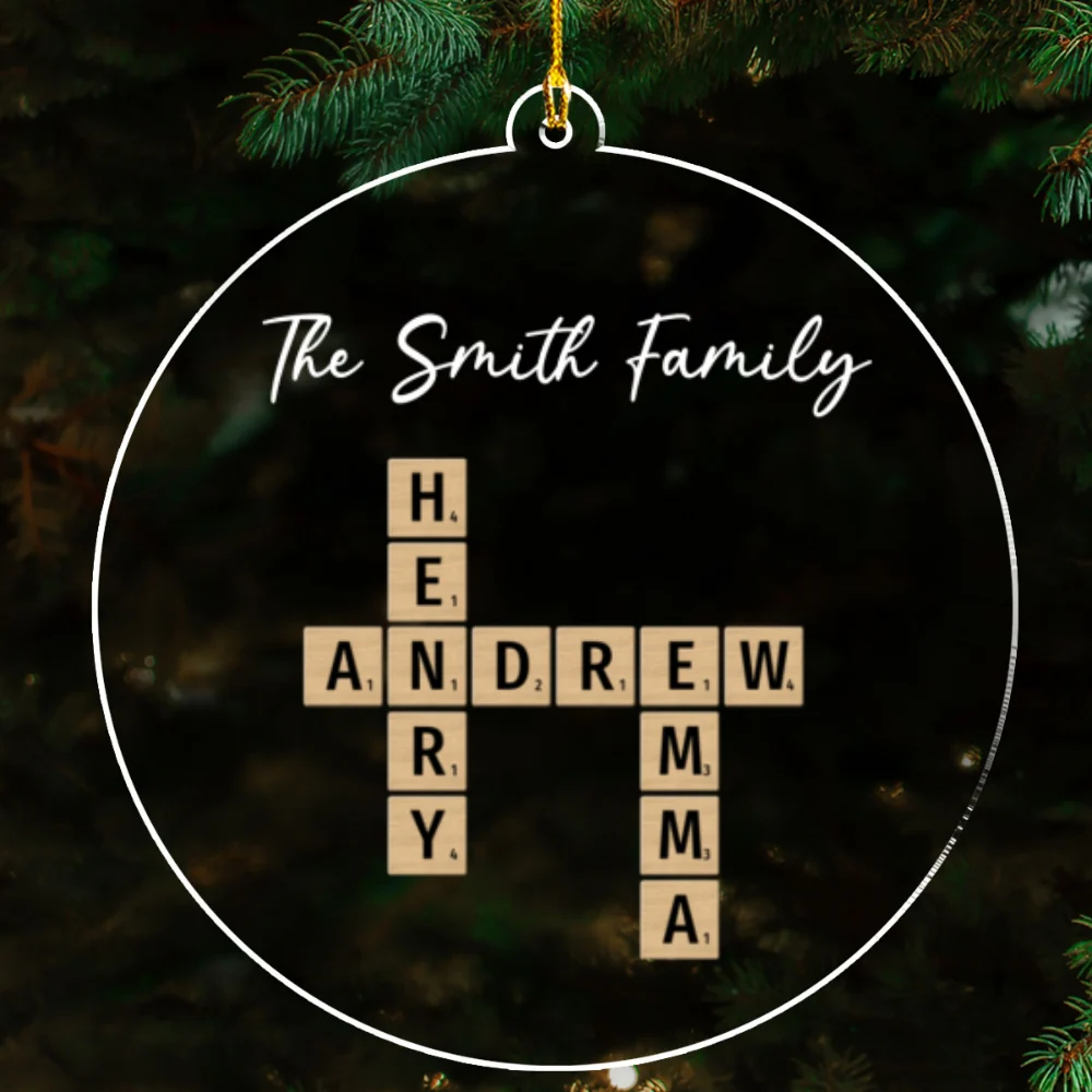 Family Crossword Art - Personalized Custom Acrylic Ornament - Image 5