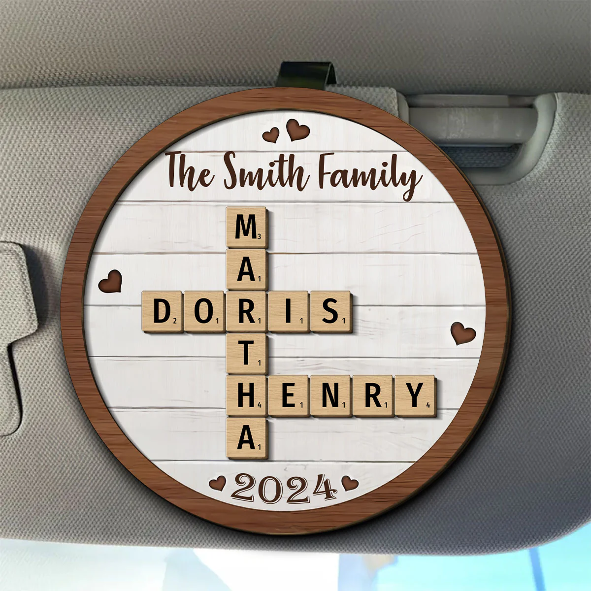 Family Crossword - Personalized Custom Car Visor Clip - Image 2