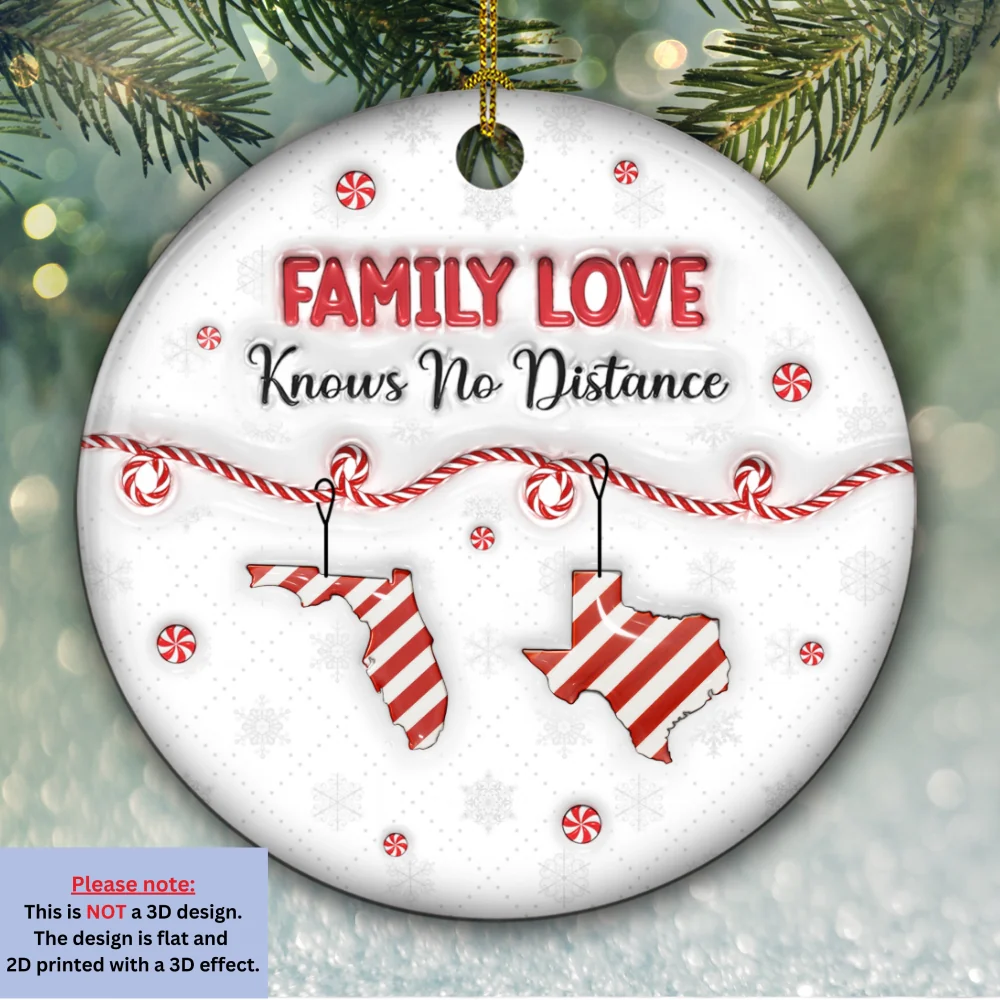 Family Distance Christmas Candy - Personalized Custom 3D Inflated Effect Ceramic Ornament - Image 5