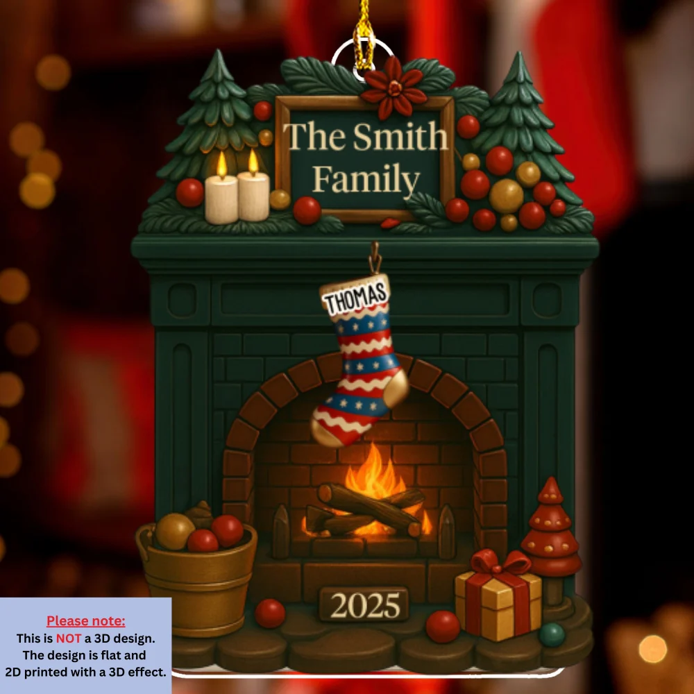 Family Fireplace - Personalized Custom Acrylic Ornament - Image 6