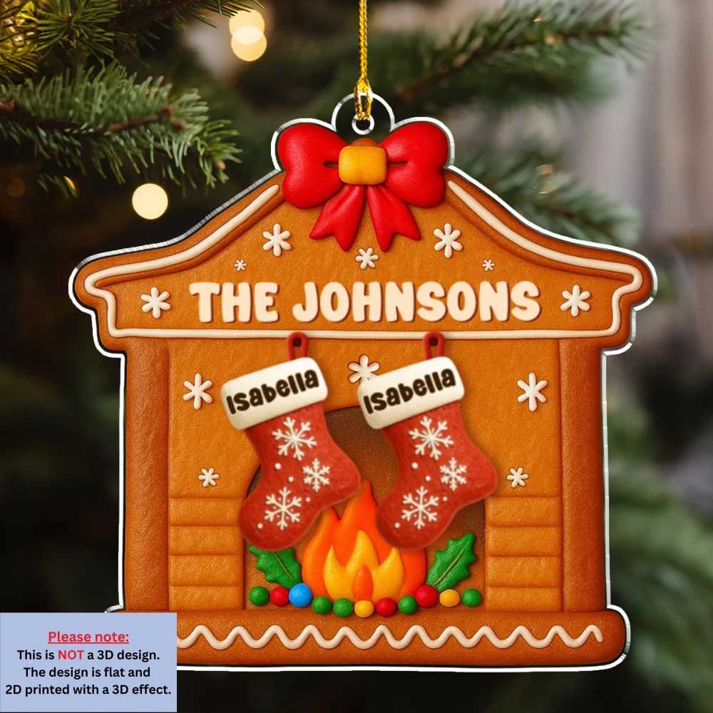 Family Fireplace - Personalized Custom Acrylic Ornament - Image 6