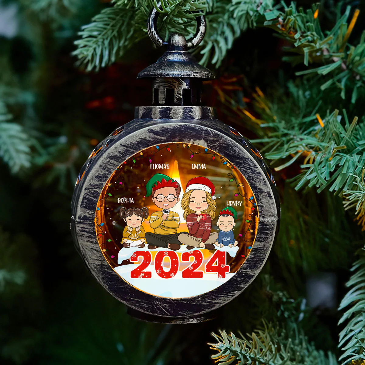 Family Forever - Personalized Custom Christmas Lantern - Image 2