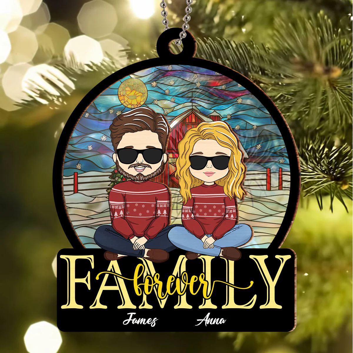 Family Forever - Personalized Custom Suncatcher Ornament - Image 2