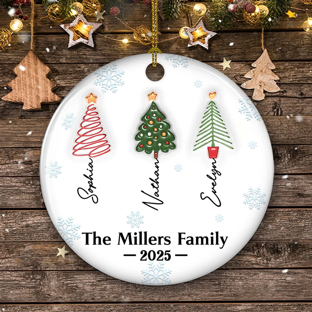 Family Forever Tree Names - Personalized Custom 3D Inflated Effect Ceramic Ornament - Image 4