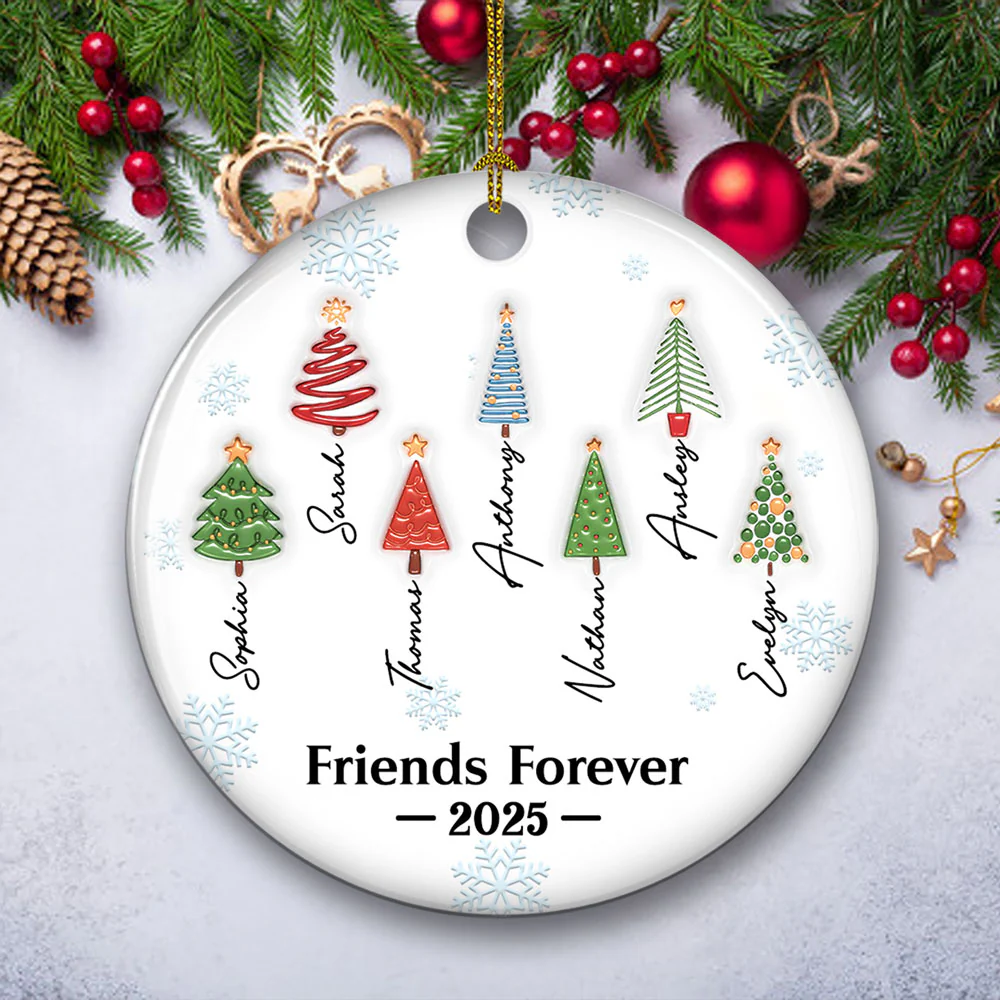 Family Forever Tree Names - Personalized Custom 3D Inflated Effect Ceramic Ornament - Image 5