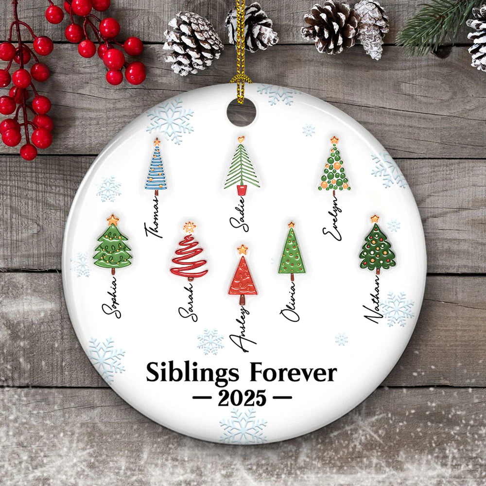 Family Forever Tree Names - Personalized Custom 3D Inflated Effect Ceramic Ornament - Image 6