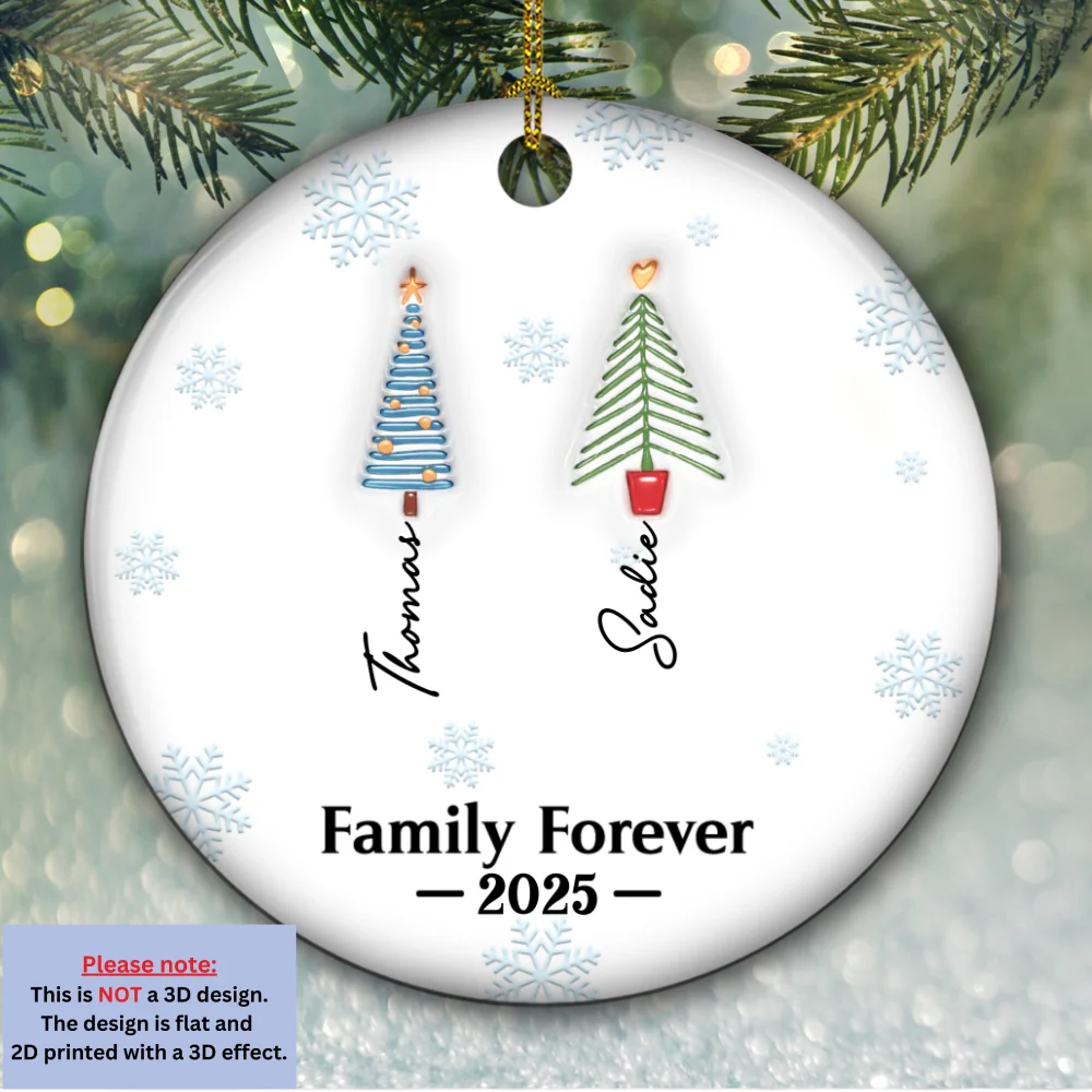 Family Forever Tree Names - Personalized Custom 3D Inflated Effect Ceramic Ornament - Image 7