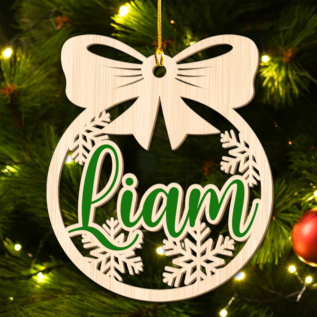 Family Friend Coworker Custom Name - Personalized Custom Wood Ornament - Image 2