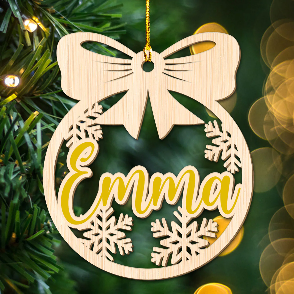 Family Friend Coworker Custom Name - Personalized Custom Wood Ornament - Image 3