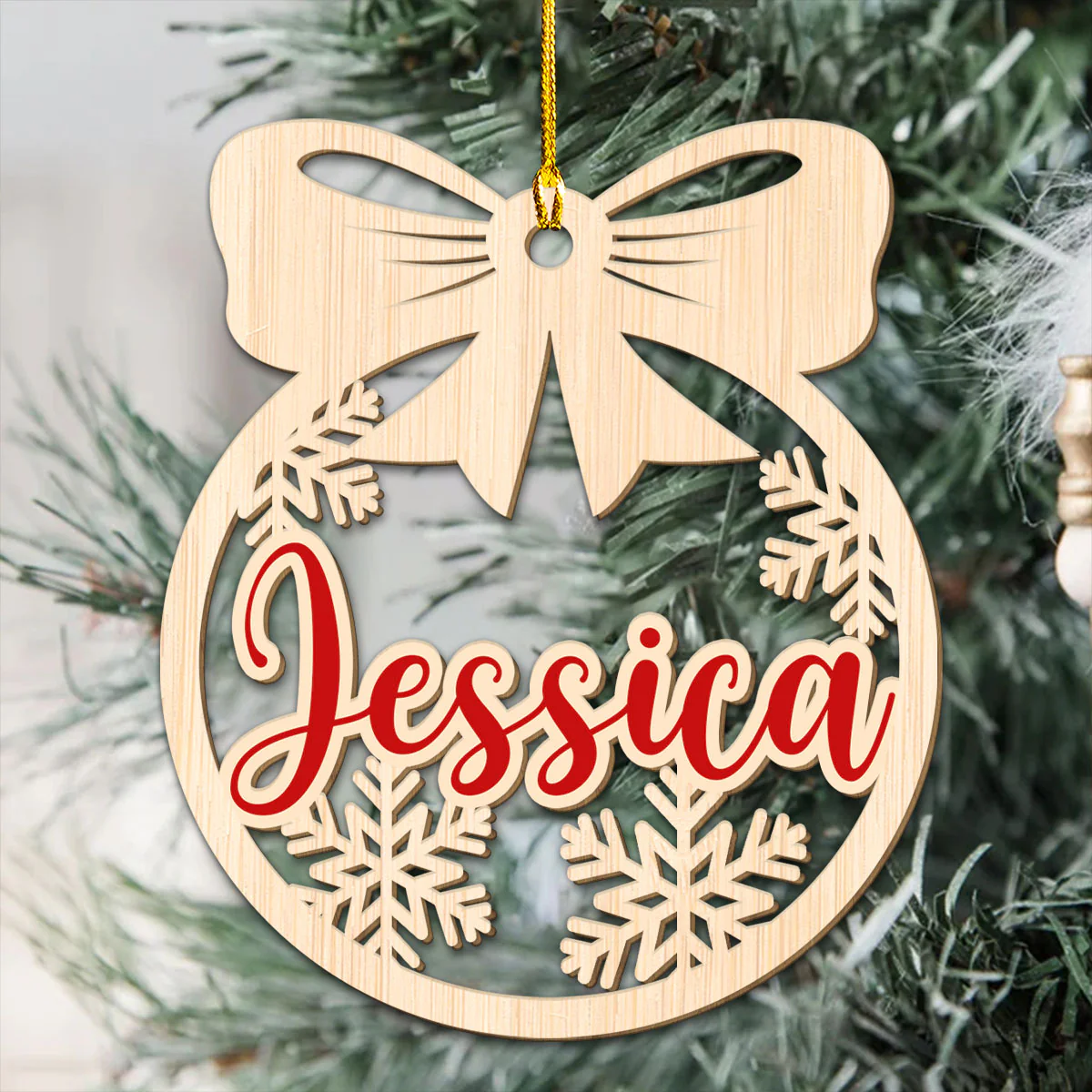 Family Friend Coworker Custom Name - Personalized Custom Wood Ornament - Image 4