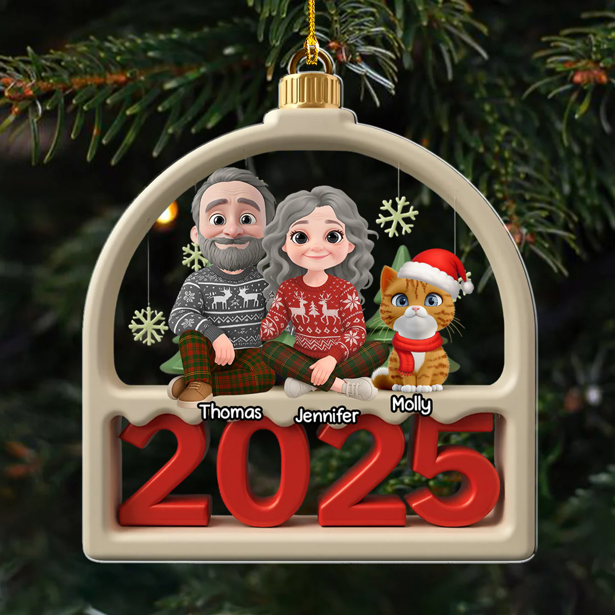 Family Furry And Pet - Personalized Custom Acrylic Ornament - Image 2