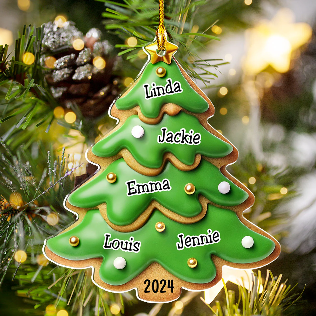 Family Gingerbread Name - Personalized Custom Acrylic Ornament - Image 2