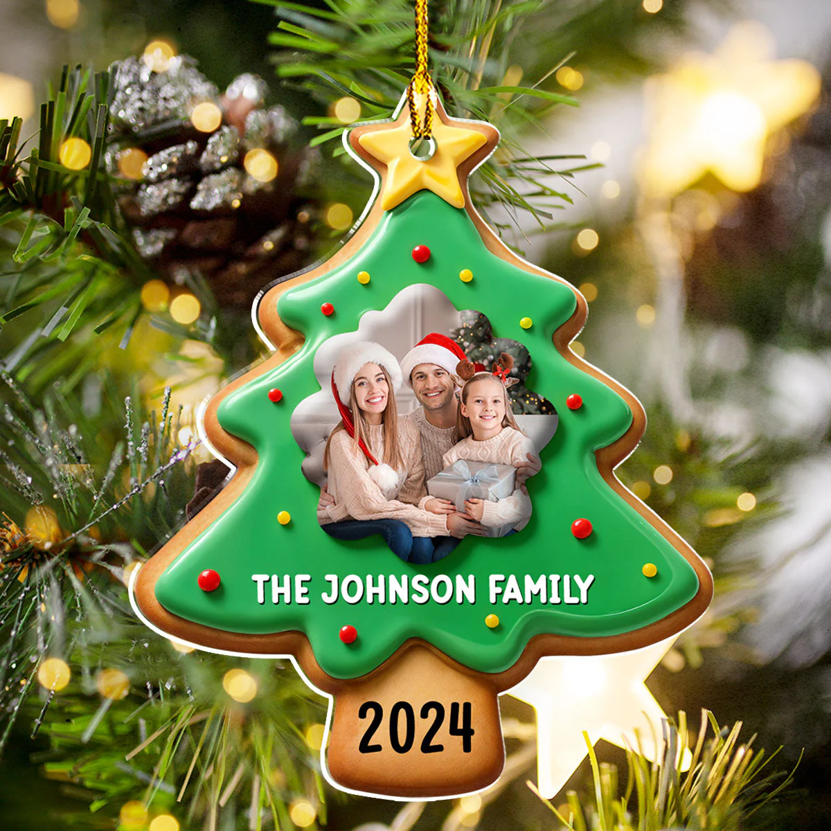 Family Gingerbread Photo - Personalized Custom Acrylic Ornament - Image 2