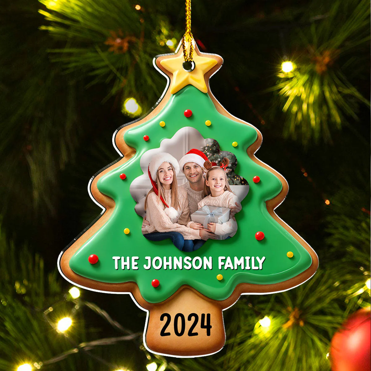 Family Gingerbread Photo - Personalized Custom Acrylic Ornament - Image 4