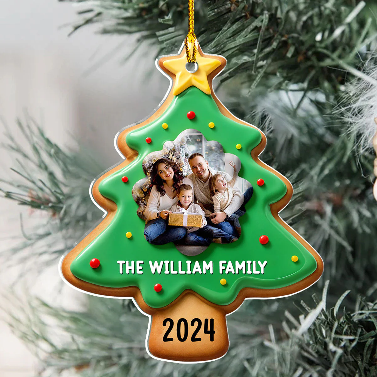 Family Gingerbread Photo - Personalized Custom Acrylic Ornament - Image 5