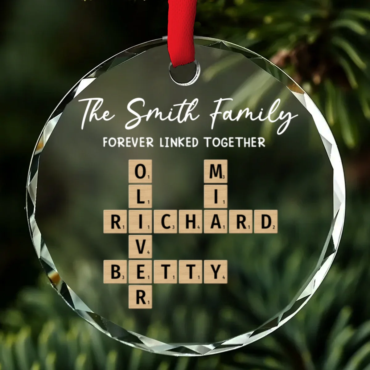 Family Hearts Forever Linked Together - Personalized Custom Glass Ornament - Image 5