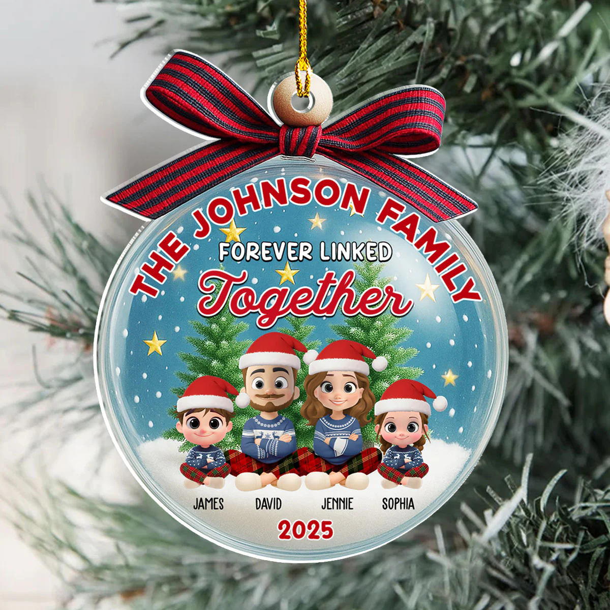 Family In Happy Ball - Personalized Custom Acrylic Ornament - Image 3