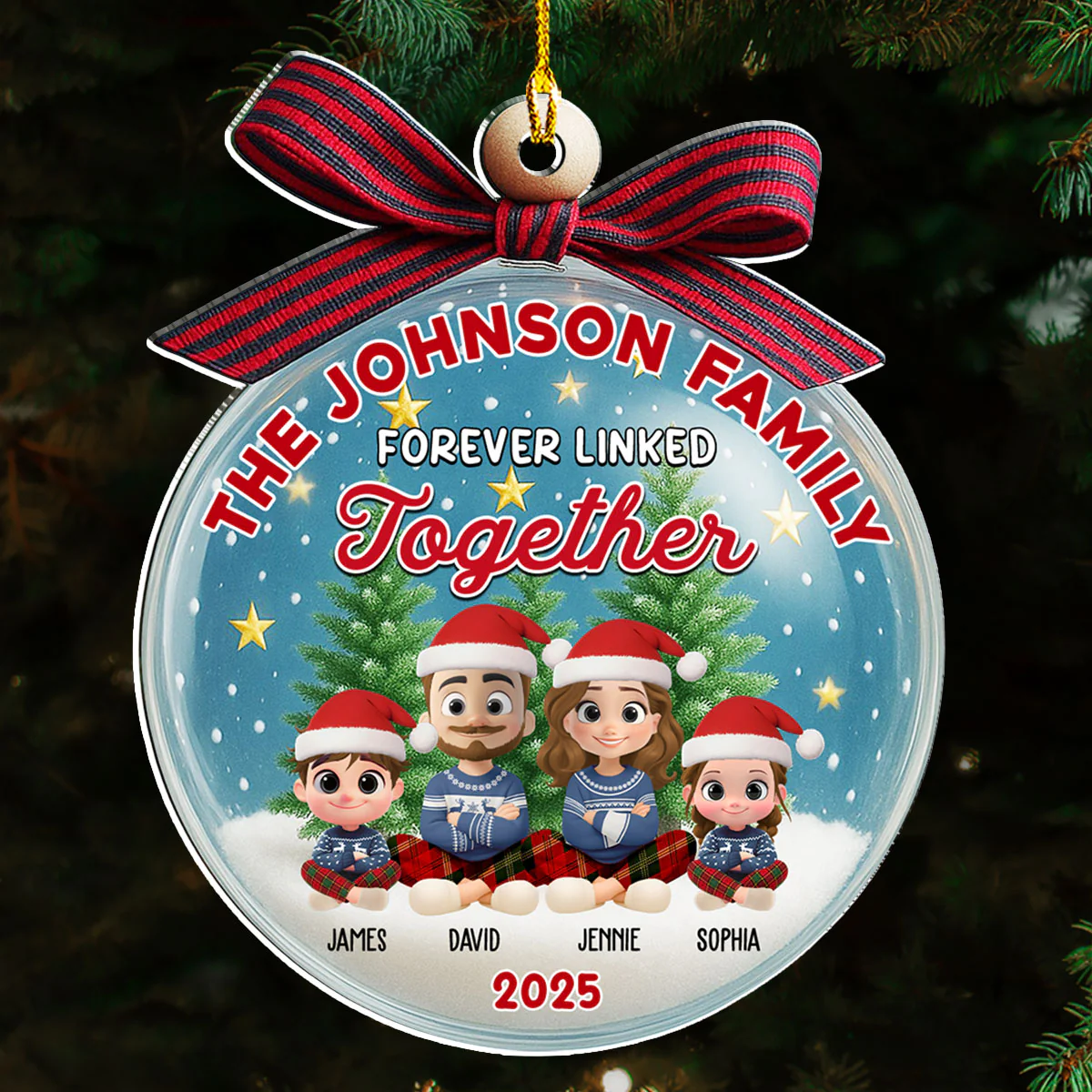 Family In Happy Ball - Personalized Custom Acrylic Ornament - Image 4
