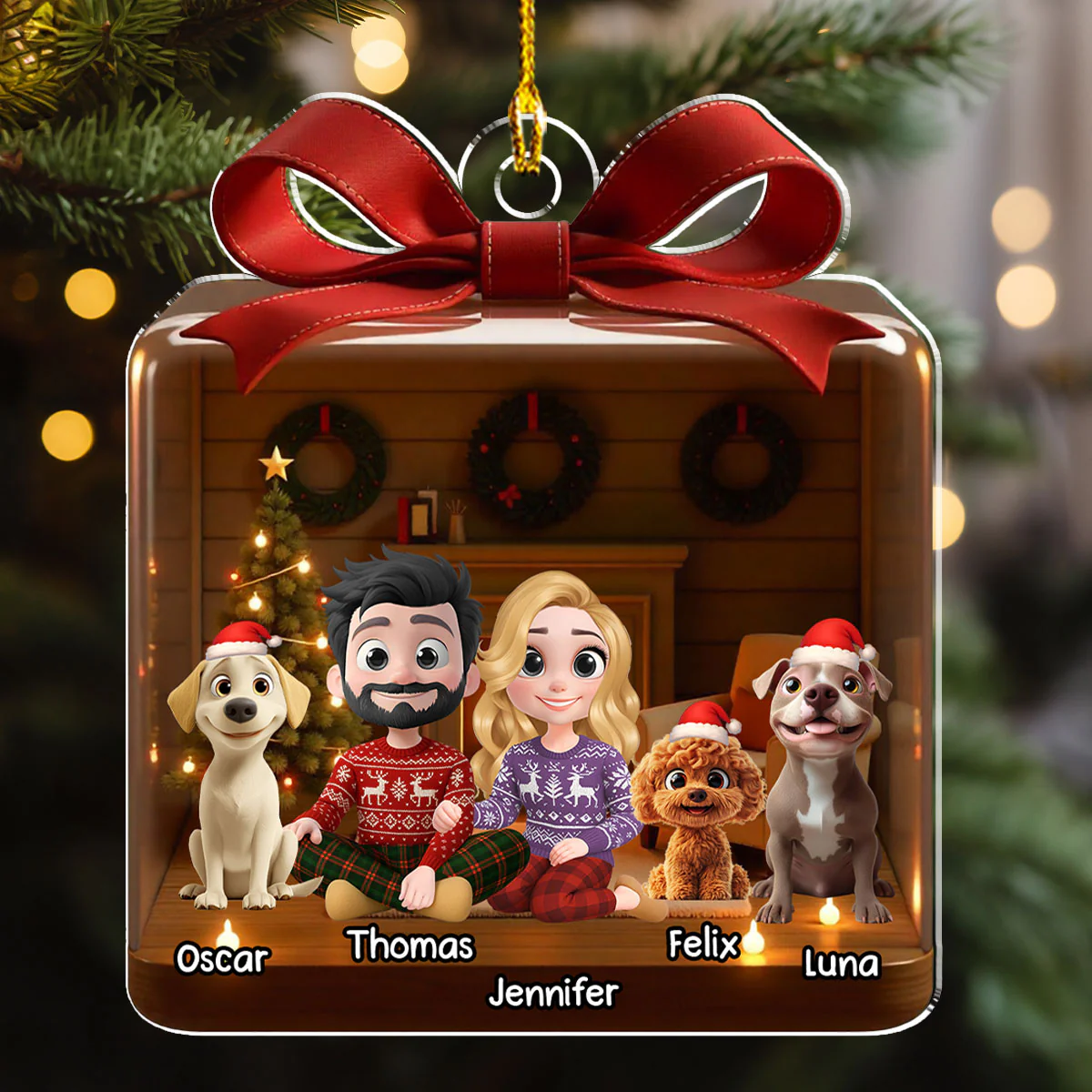 Family Is A Present - Personalized Custom 3D Effect Acrylic Ornament - Image 3