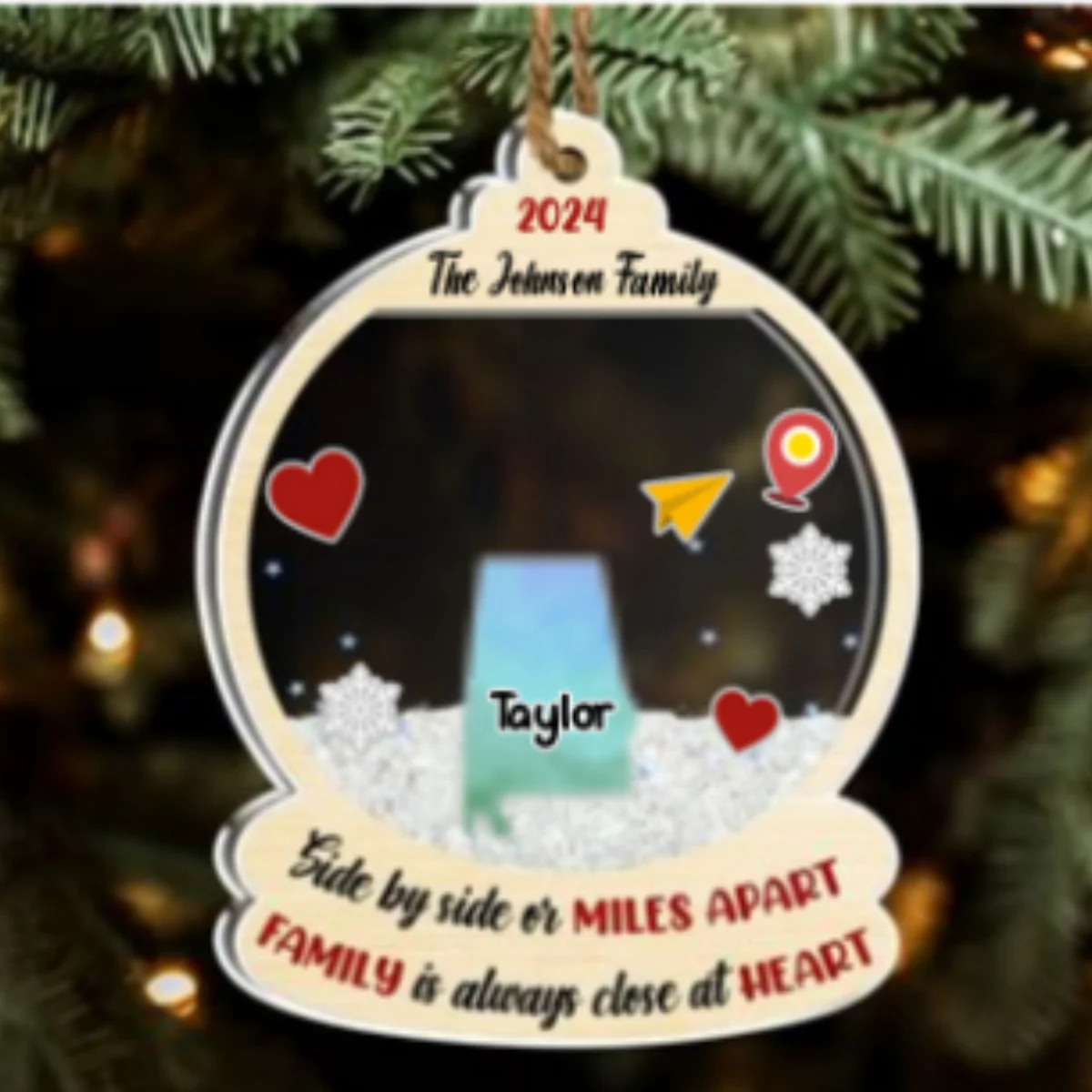 Family Is Always Close At Heart - Personalized Custom Acrylic Shaker Ornament - Image 6