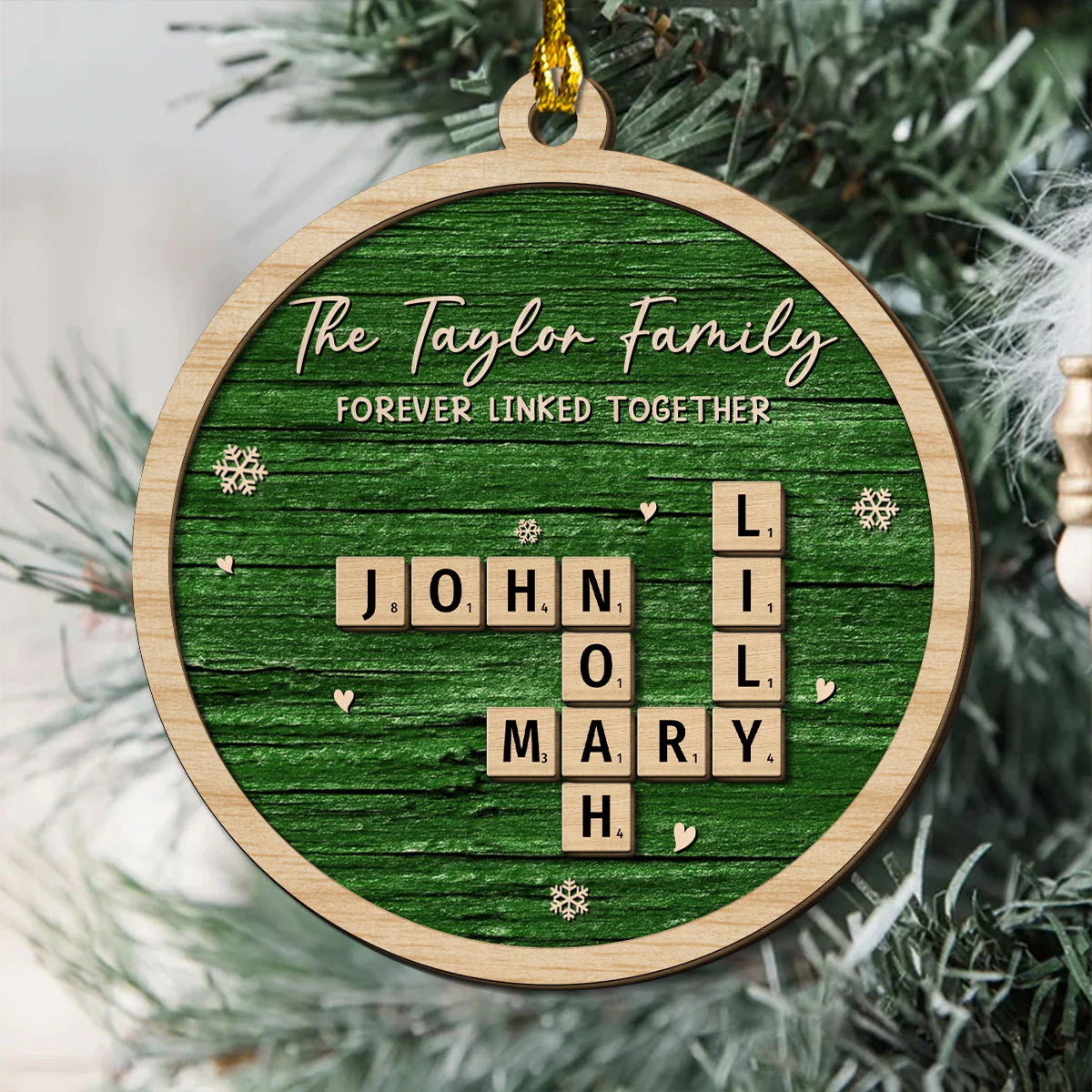Family Is Forever Linked Love - Personalized Custom 2-Layered Wood Ornament - Image 4