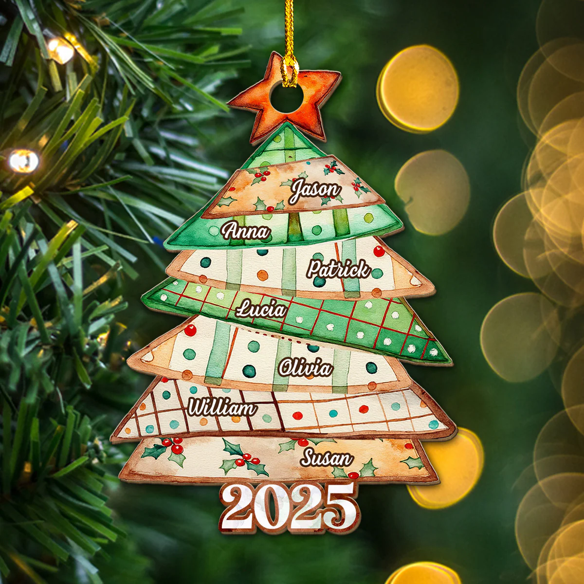 Family Is Like A Patchwork Quilt - Personalized Custom Wood Ornament - Image 3