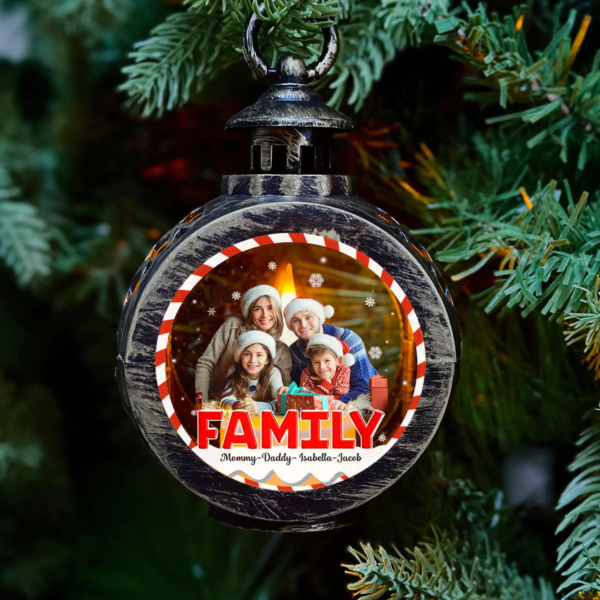 Family Is The Best - Personalized Custom Christmas Lantern - Image 2