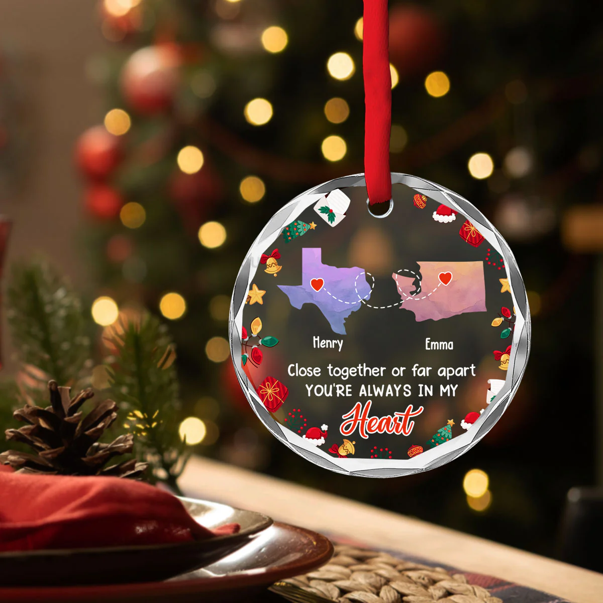 Family Is The Best - Personalized Custom Glass Ornament - Image 2