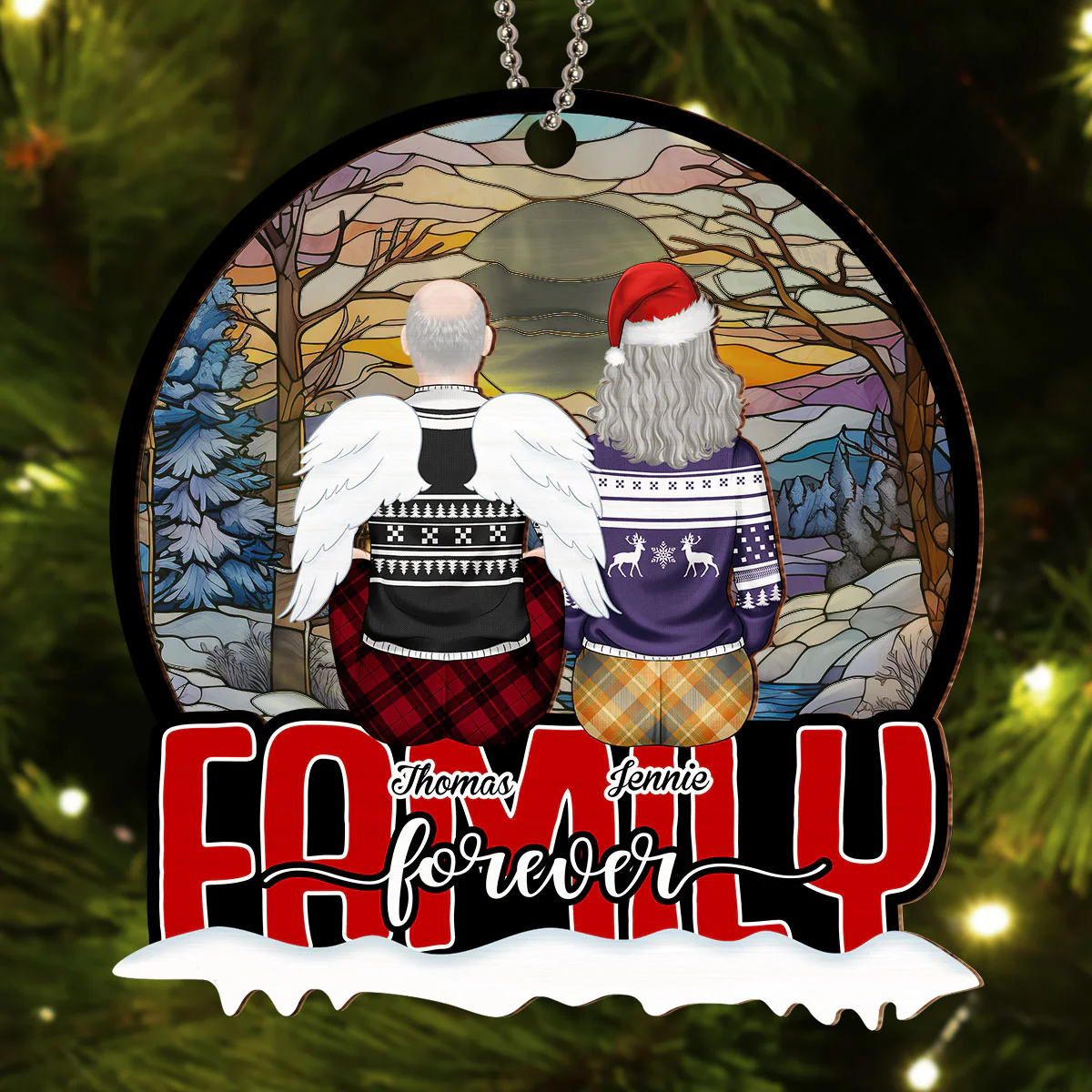 Family Last Forever - Personalized Custom Suncatcher Ornament - Image 2