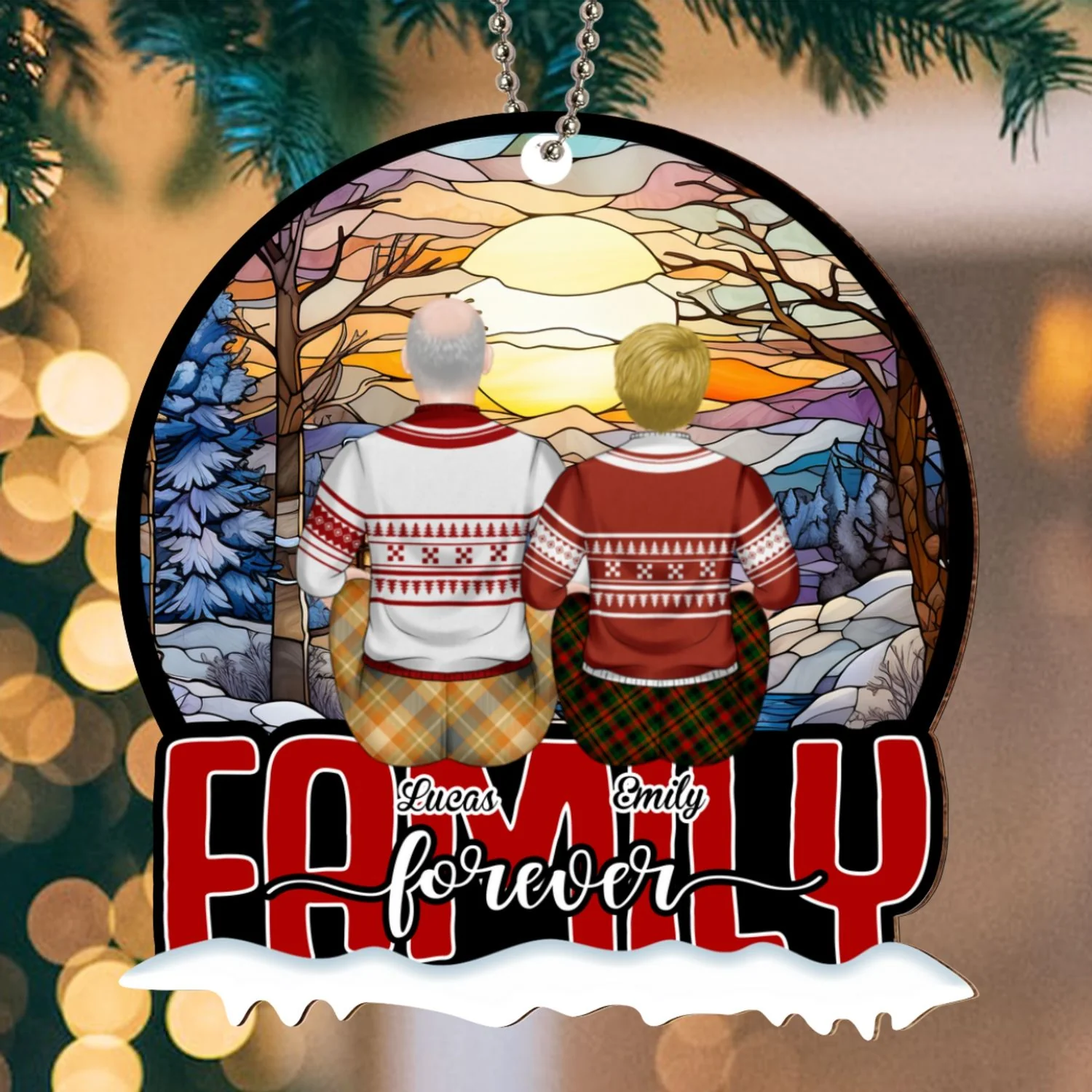 Family Last Forever - Personalized Custom Suncatcher Ornament - Image 6